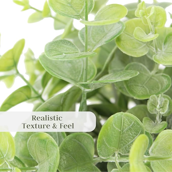 Faux Eucalyptus & Citrus Topiary, Set-of-2 Premium Artificial Indoor Plants, Enhances Interior Design, Lifelike-Leaves Create Realistic Natural Appearance, Grey Planter Pot Included