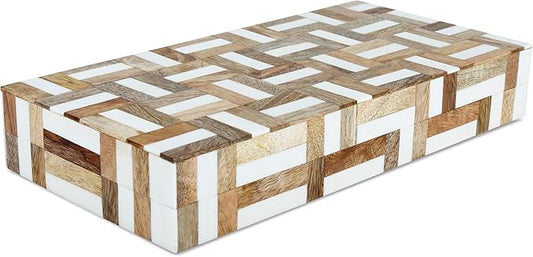 Handicrafts Home Decorative Storage Box, Keepsake Holder & Gift Box or Decorative Accent, Home decor, Jewelry Organizer, Made with Wood & Resin Inlay, Handmade Marquet Chase Collection-12X6X2 in