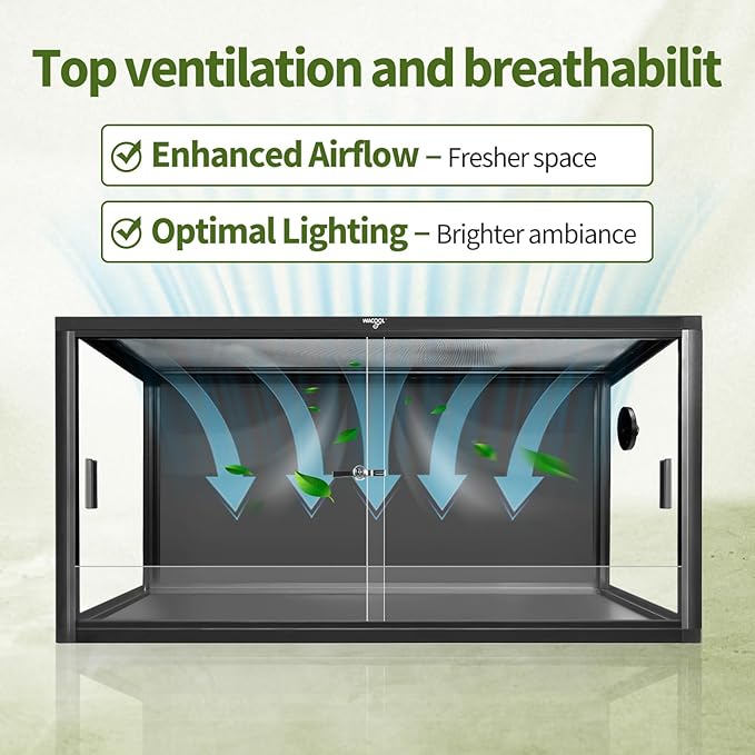 50 Gallon Reptile Tank, Large Terrarium for Bearded Dragons, Snakes, Leopard Geckos, Sliding Door & Top Ventilation, 36" x 18" x 18" Easy-to-Maintain Reptile Enclosure