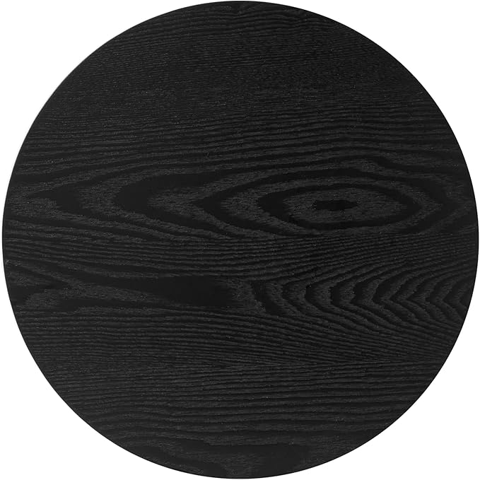 Modern Side Table, 16.93" Fluted Round Pedestal Table for Living Room, Bedroom, Entryway, Sofa, Chair – Black Accent Table with Solid Wood Strips End Table, Fully Assembled Drum Table