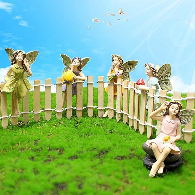 Garden Miniatures Fairies Mini Garden Figurine Set Fairies Statues Without a Stick for Outdoor Garden Yard Lawn Home Decor Lovely Resin Fairy Angel Accessories (5 Pieces)