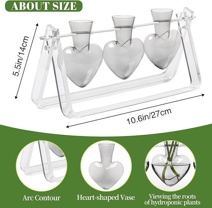 Clear Plant Terrarium Propagation Stations with Acrylic Stand Birthday Gifts for Women Office Home Decor