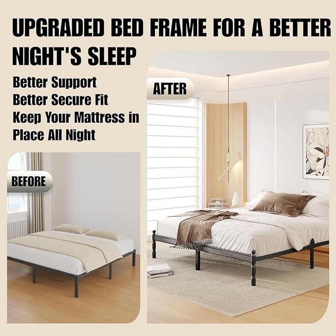 12 Inch King Size Bed Frame Keep Mattress from Sliding, King Platform Bed Frames No Box Spring Needed, Heavy Duty Metal Bedframe, Non-Slip, Easy Assembly