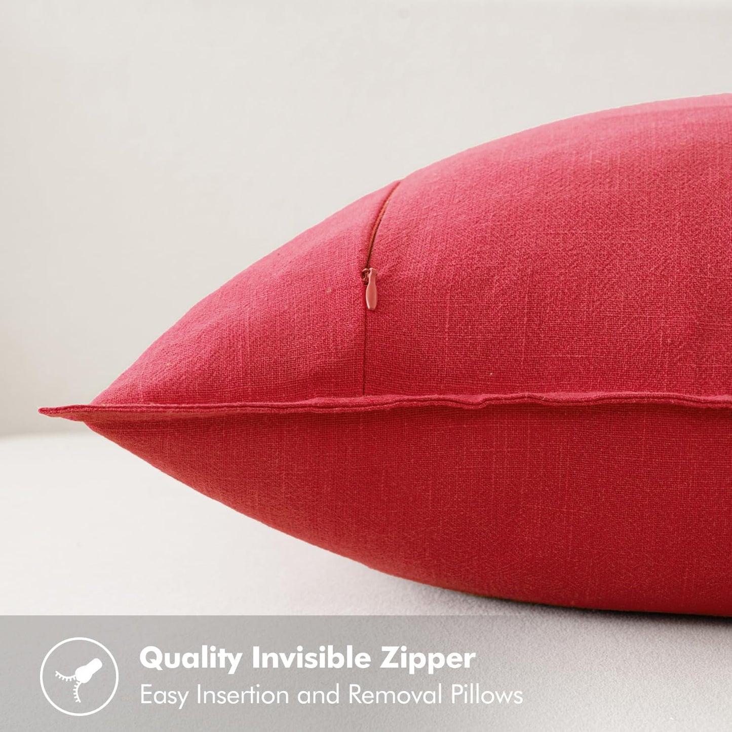 MIULEE Christmas Decorative Linen Pillow Covers 16x16 Inch Red Boho Farmhouse Neutral Couch Throw Pillows for Bed Pack of 2 Accent Modern Pillowcase Sofa Livingroom Home Decor