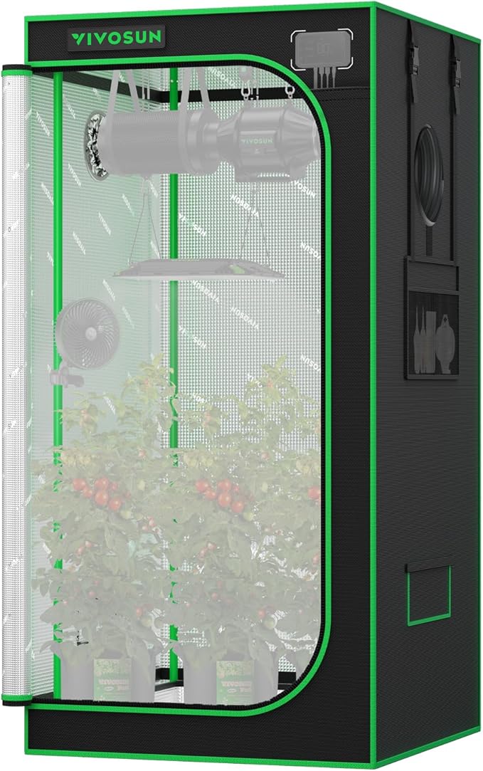 VIVOSUN P276 32"×32"×63" PRO Grow Tent, with Thick 1 inch Poles, Strengthened High Reflective Mylar Oxford Fabric & Extra Hanging Bars for Hydroponics Indoor Plant for AeroLight A150, No High CFM Kit