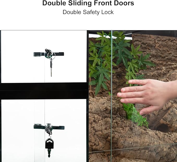 REPTIZOO 135 Gallon Glass Reptile Terrarium Tank, 36" x 18" x 48" Wide & Tall Reptile Terrarium, Chameleon Cage with Sliding Front Door Top Screen Ventilation, Easy Assembly