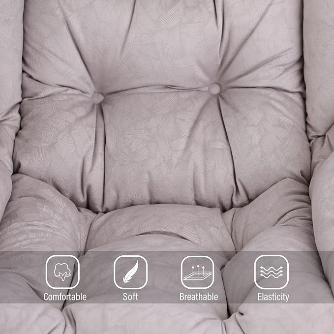 Welnow Lazy Chair with Ottoman, Modern Lounge Accent Chair with Armrests and a Side Pocket, Leisure Sofa Armchair, Reading Armchair with Footrest for Small Space, Light Grey