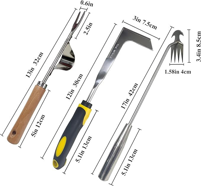 Weed Puller Tool, 3 Pack Stainless Steel Manual Hand Weeder Tool, Patio Crack Weeder, Moss Remover, Crevice Weeding Digger Tools, Uprooting Weeding Tools for Planting and Gardening