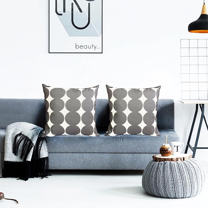 Decorative Throw Pillow Covers Set of 2 Dark Grey Fashion Polka dot Pillow Covers 16x16 Inch Throw Pillow Cover Linen Pillowcase Farmhouse Outdoor Pillow Covers for Couch Sofa Living Room