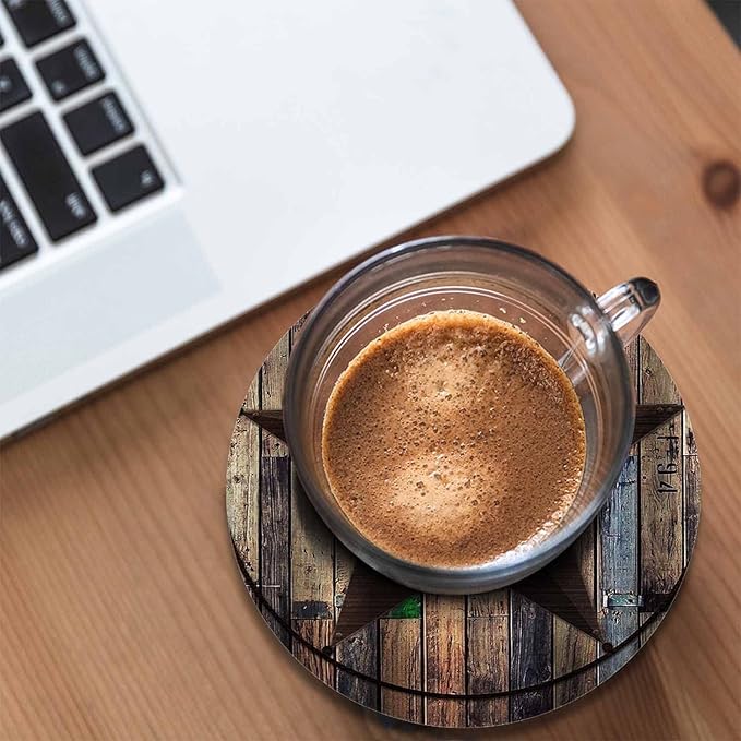 Rustic Barn Star Coasters for Drinks 2 Pack Vintage Wooden Board Farm House Tabletop Protection Kitchen and Coffee Table Décor & Accessories for Men Wome 100% Diatomiten,Set of 2