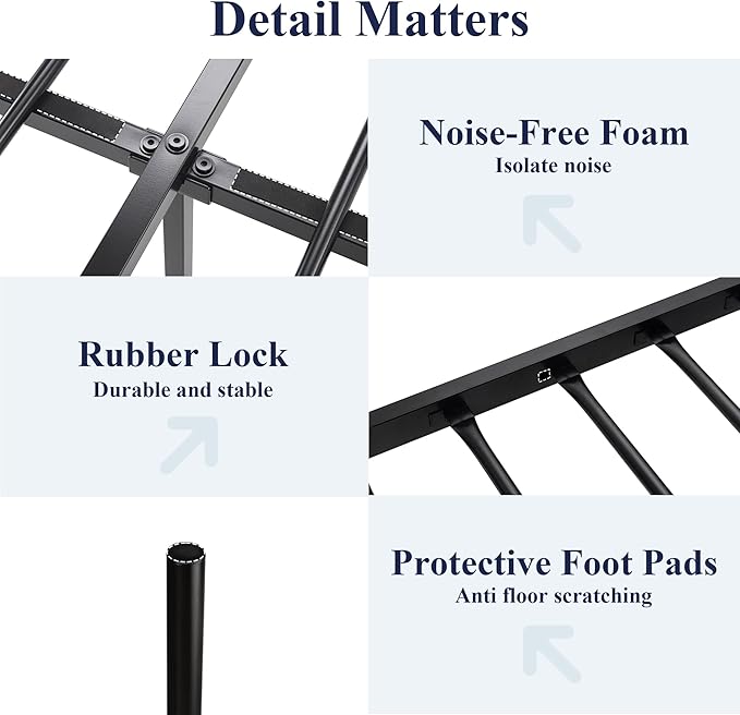 Allewie 14 Inch Full Size Metal Platform Bed Frame with Victorian Vintage Headboard and Footboard/Mattress Foundation/Under Bed Storage/No Box Spring Needed/Easy Assembly/Noise Free/Black