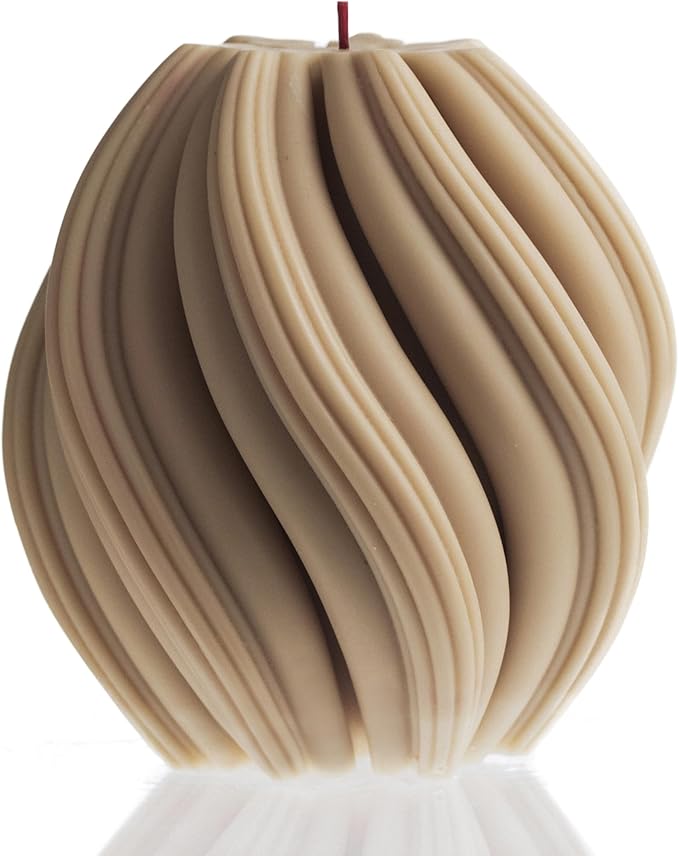 LAWA Swirl Candle - Large Beautiful Handmade Pillar Scented Soy Wax Twirl Elegant Bubble Aesthetic Candle Housewarming Gift Home Room Shelf Decor Idea Spiral Sandstone (Medium)