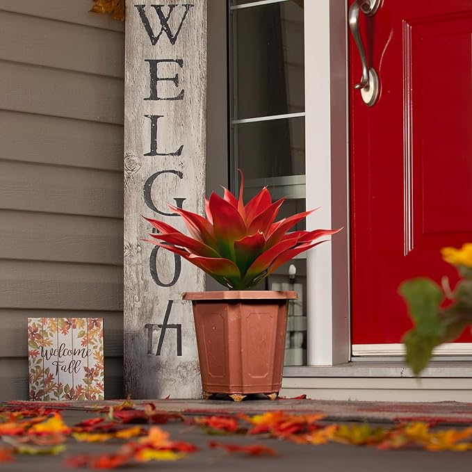 Velener Fall Fake Agave Artificial Plant, Red Fake Succulent Plant for Room Decor, Unpotted Faux Agave Stems Plant for Fall Outdoor/Indoor Decor, 28 inches, Set of 2