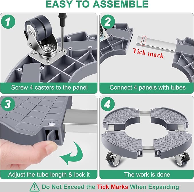 Sanyi Plant Caddy with Wheels, Adjustable 15-21 inch, Heavy Duty, Rolling Plant Stand, Outdoor Use