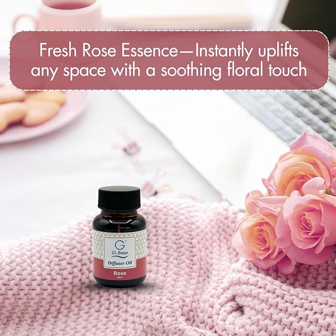 G's Breeze Rose Diffuser Oil Refill - Enchanting Aroma of Blooming Roses – Create a Romantic, Luxurious Atmosphere – Ideal for Home & Office – Long-Lasting Floral Fragrance - 60 ML