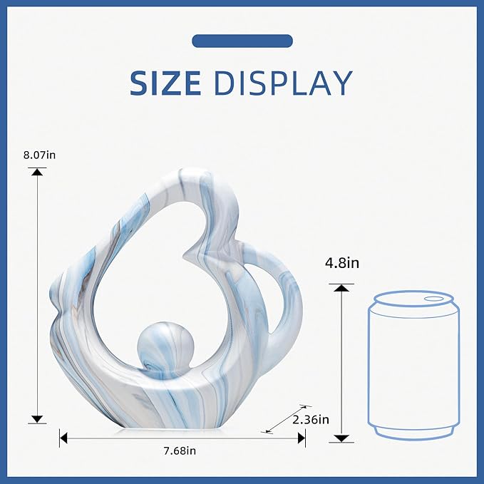 Abstract Sculptures Home Decor Ceramic Statue, Blue Sculpture Coffee Table Decor for Living Room, Dining Room Table Centerpieces, Abstract Art Desktop Decoration