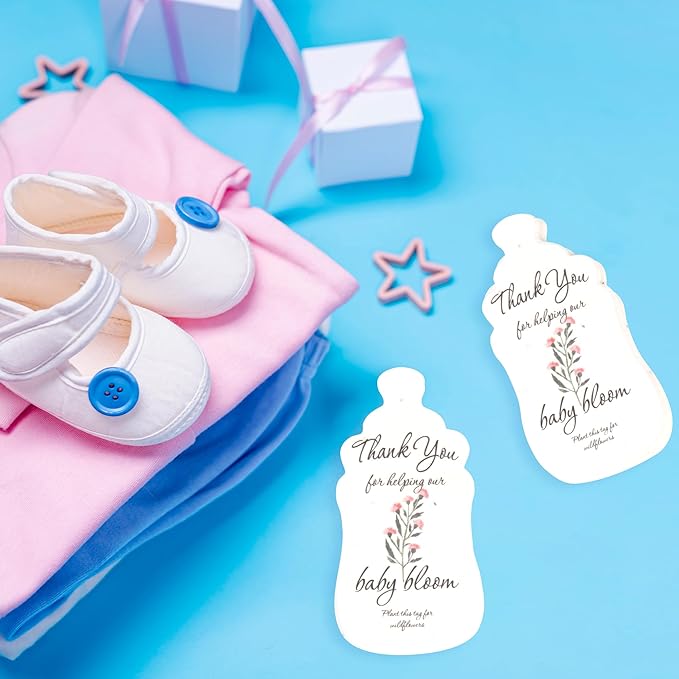 Plantable Bottle Shaped Seed Paper – 15 Pink Baby Shower Favors for Guests with Wildflower Seeds, Baby Shower Gifts for Guest