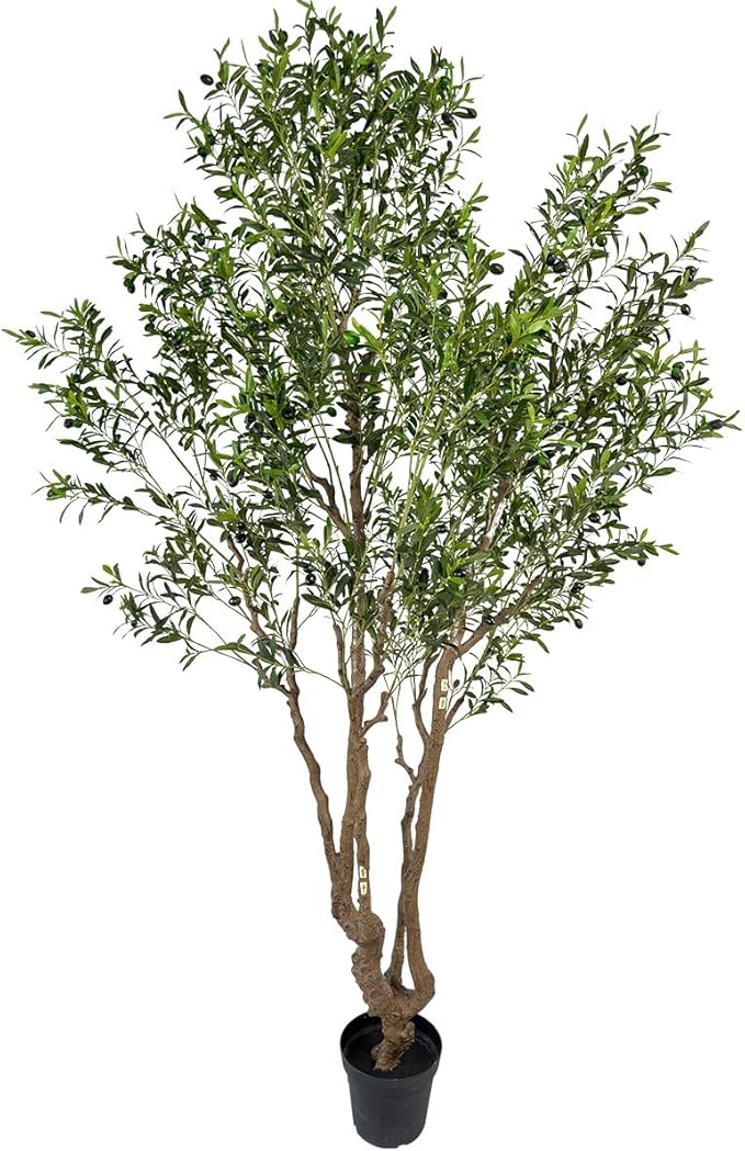 Artificial Olive Tree - 9ft Tall Fake Olive Plant in Pot - Faux Silk Tree for Indoor