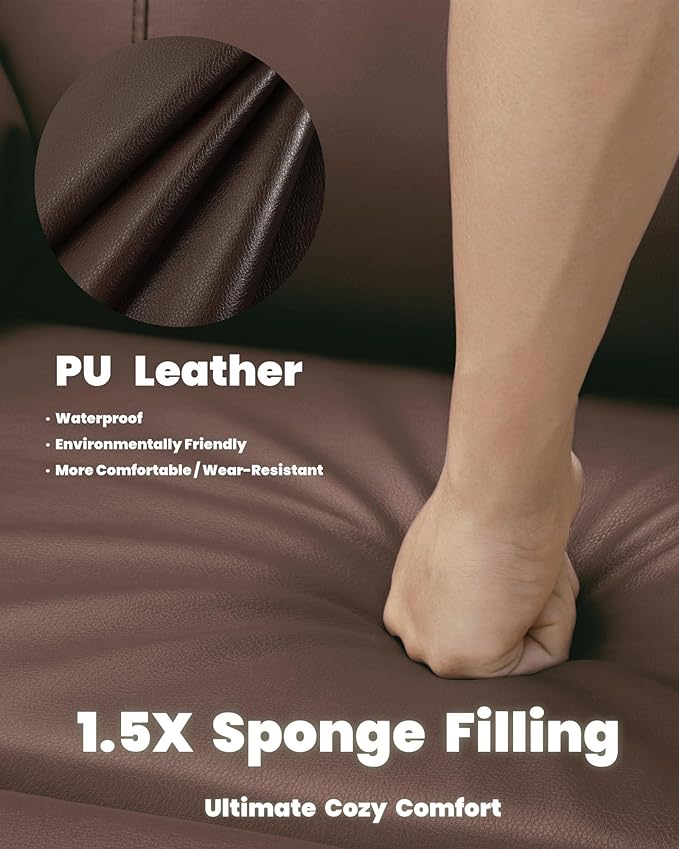 Garvee Recliner Chair Oversized Living Room Chair Adjustable PU Leather Lazy Chair with Massage & Heat Side Pockets - Espresso