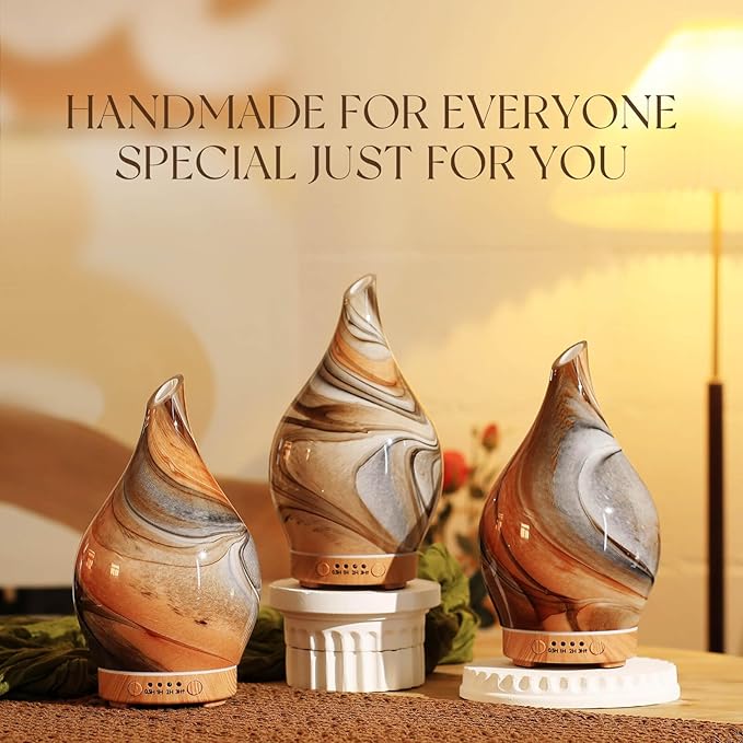 Porseme 150ml Glass Essential Oil Diffuser Aromatherapy Ultrasonic Cool Mist Humidifier 6 Running Hours Waterless Auto-Off Air Diffusers for Sleeping,Yoga,Office Working Spa and Rest (Deep Desert)