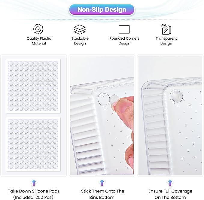 25 PCS Clear Plastic Drawer Organizer Set - 4 Sizes Makeup Organizer Desk Drawer Divider Bathroom Organizers and Storage Bins for Makeup, Jewelry, Gadgets, Office, Kitchen, Bedroom, Bathroom