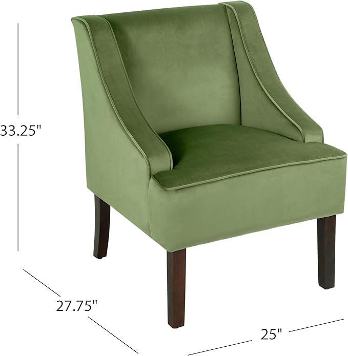 HomePop Velvet Swoop Arm Living-Room-Chairs, Green Velvet