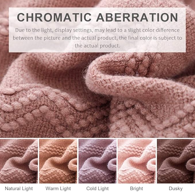 BOURINA Coral Pink Throw Blanket 50x60 Inches Throw Textured Solid Soft Sofa Couch Decorative Knit Blanket