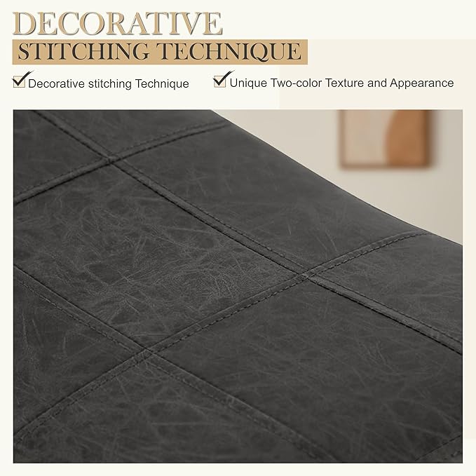 PHI VILLA Counter Height Bar Stools Set of 4 - Farmhouse Barstools with Upholstered Saddle Seat and Solid Wood Legs, Kitchen Counter Island Stools