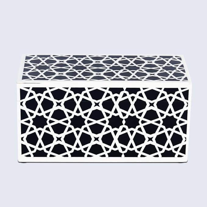 Handicrafts Home Handmade Zellij Collection Decorative Jewelry Box Organizer – Keepsakes, Trinkets, and Home Decor – Antique Coffee Table Storage, Wedding Memory Box, Farmhouse Style Decor, 10x5x5