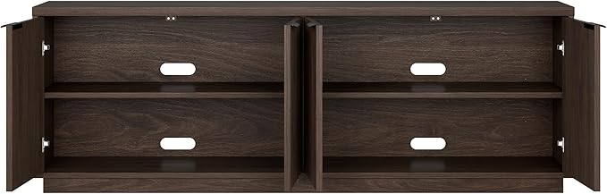 Henn&Hart TV Stand for TVs up to 78'' with 2 Storage Cabinets and Adjustable Shelves for Living Room, Family Room, or Office, Alder Brown