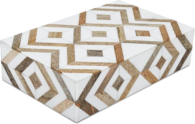 Handicrafts Home Handmade Decorative Storage Box with Lid - Jewelry Organizer, Keepsake Holder & Gift Box, Decor, Marquet Array Pattern Made with Resin Inlay & Wood,cajas organizadoras –5X7X1.5 In