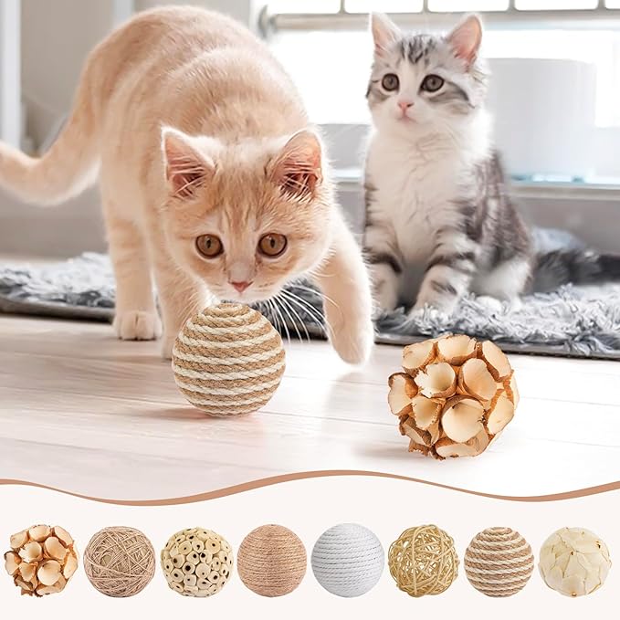 Set of 8 Decorative Balls for Bowls，2.36 inch Wicker Rattan Balls Decorative Orbs，vase fillers for centerpieces，Bowl fillers for Home Decor (8)