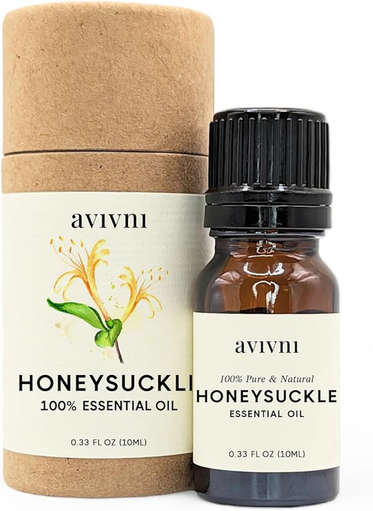 Honeysuckle Essential Oil - 100% Pure & Natural, Organic, Undiluted for Aromatherapy, Hair, Diffuser (0.33oz - 10ml)