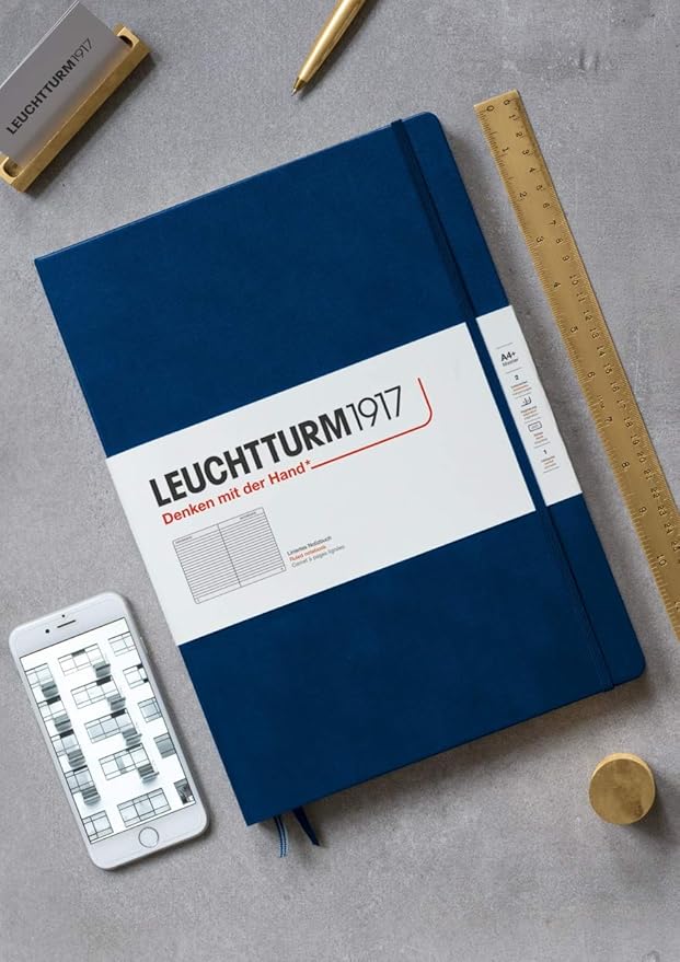 LEUCHTTURM1917 - Notebook Hardcover Master Classic A4+ - 235 Numbered Pages for Writing and Journaling (Black, Squared)