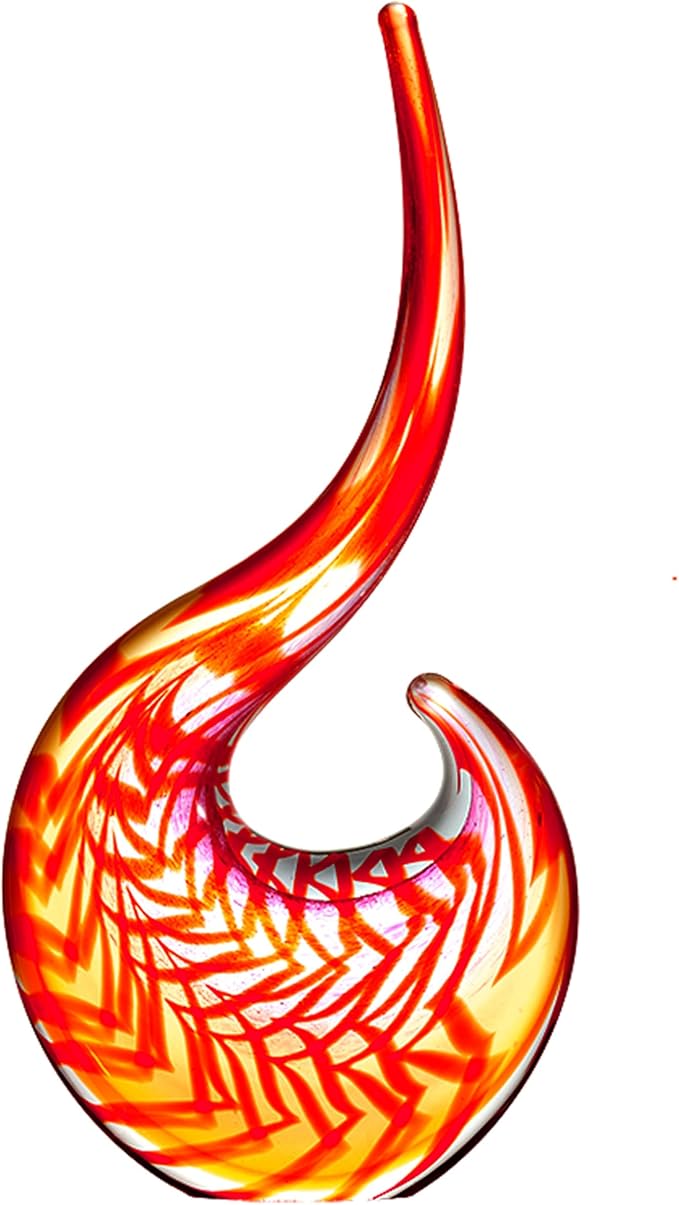 Luxury Lane Hand Blown Abstract Sun Conure Sommerso Art Glass Sculpture for Home Decor 15 inch Tall Centerpiece Table Decoration