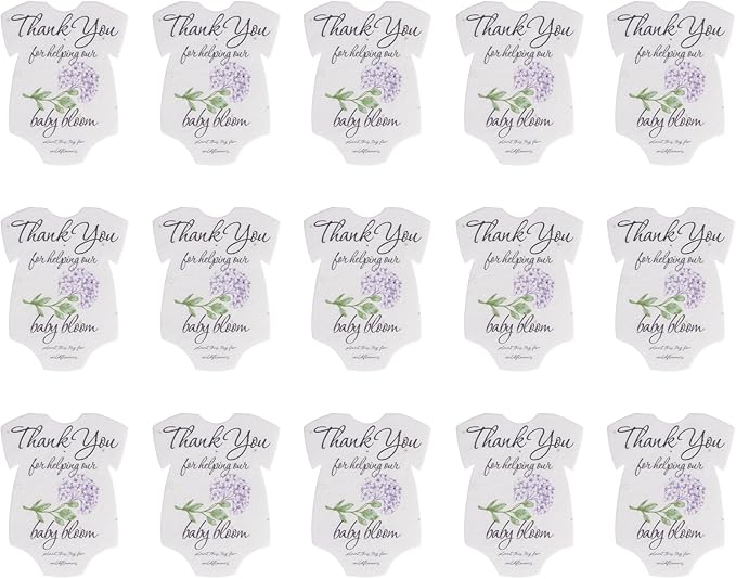 Plantable Onesie Seed Paper – 15 Hydrangea Baby Shower Favors for Guests with Wildflower Seeds, Baby Shower Gifts for Guest