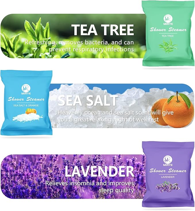 Shower Steamers Aromatherapy for Women and Men, 24-Pack Organic Shower Bombs with Essential Oil, Rose, Watermelon, Tea Tree, Orange, Sea Salt, Lavender Stress Relief Birthday Gifts for Her