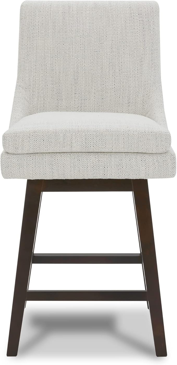 CHITA Counter Height Swivel Barstool, FSC Certified Upholstered Bar Stool, 26.8" H Seat Height, Fabric in Ivory