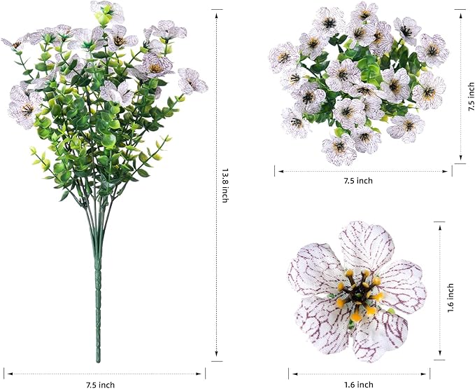 Artificial Fake Plants Flowers for Outdoor Outside Spring Summer Decoration, 12 Bundles Faux Silk White Daisy UV Resistant Realistic for Porch Patio Home Window Box Yard Garden Planter