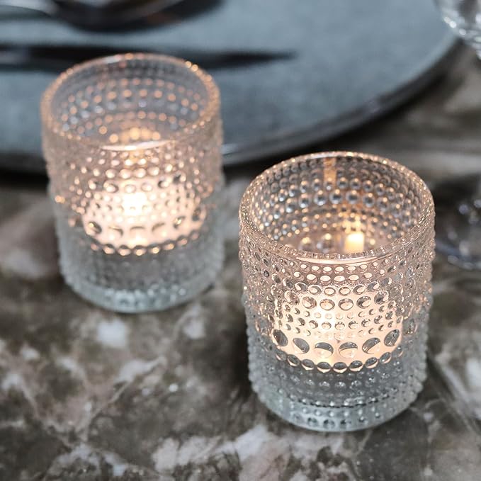 36 PCS Clear Glass Votive Candle Holders Set Hobnail Tealight Candle Holders for Fall Decor, Halloween, Weddings, Birthday Table Centerpiece Decorations