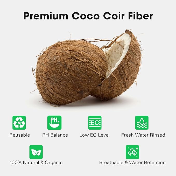 VIVOSUN Coco Coir Brick, 1.4lbs 100% Natural Organic Compressed Coconut Coir Fiber with Low EC, PH Balance & High Nutrition, Coconut Fiber Substrate, Coconut Soil for Plants, 3-Pack