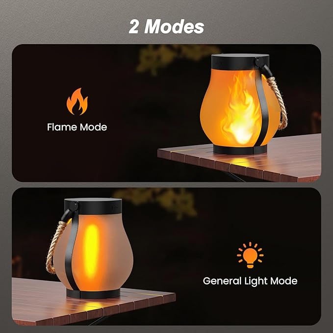 Hompavo Gen2 Solar Lanterns Outdoor, Christmas Gifts for Women, Dual Charging (USB/Solar) & 2 Modes - Waterproof Decorative Hanging/Table Lights for Yard Patio Garden Halloween Christmas Decor, 4