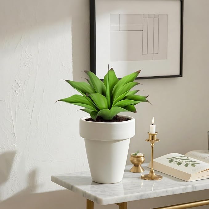 Artificial Agave Faux Agave 15In Fake Greenery Outdoor Artificial Plant Fake Plant for Indoor Home Decoration Plastic Plant Outdoor Decoration Front Porch Decor Simulation Plants 2Pack(Green)