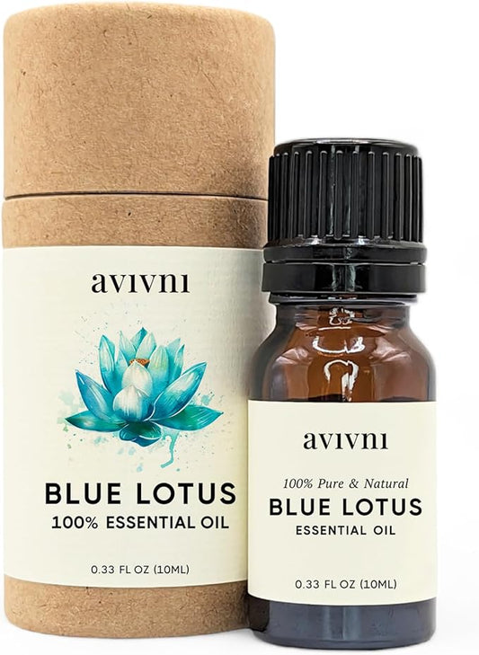Blue Lotus Essential Oil - 100% Pure & Natural, Organic, Undiluted for Aromatherapy, Hair, Skin, Diffuser (0.33oz - 10ml)