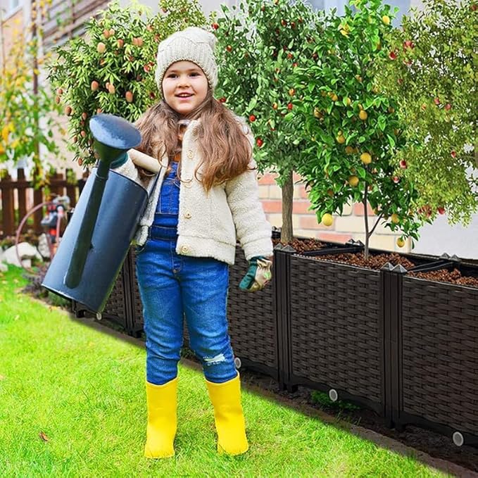 Large Planter for Outdoor Plants Raised Garden Bed Elevated Garden Boxes Plastic Planter Box Plant Pots of Garden Patio Balcony Deck to Planting Flowers Vegetables Tomato and Herbs