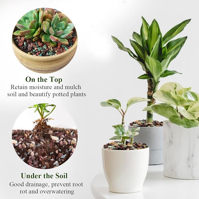 2 lbs Mix Horticultural Succulent Soil,1/4 Inch Pumice Gravel. Decorative Pebbles Lava Rock for Cactus, Bonsai, Orchid, Indoor Plants of Drainage, Ventilation and Root Growth
