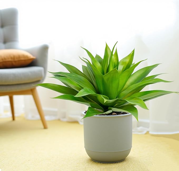 Artificial Agave Faux Agave Fake Greenery Outdoor Artificial Plants Fake Plants for Indoor Home Decor Plastic Plants Outdoor Decor Front Porch Decor Simulation Plants 22"(2Pcs Green) No Vase