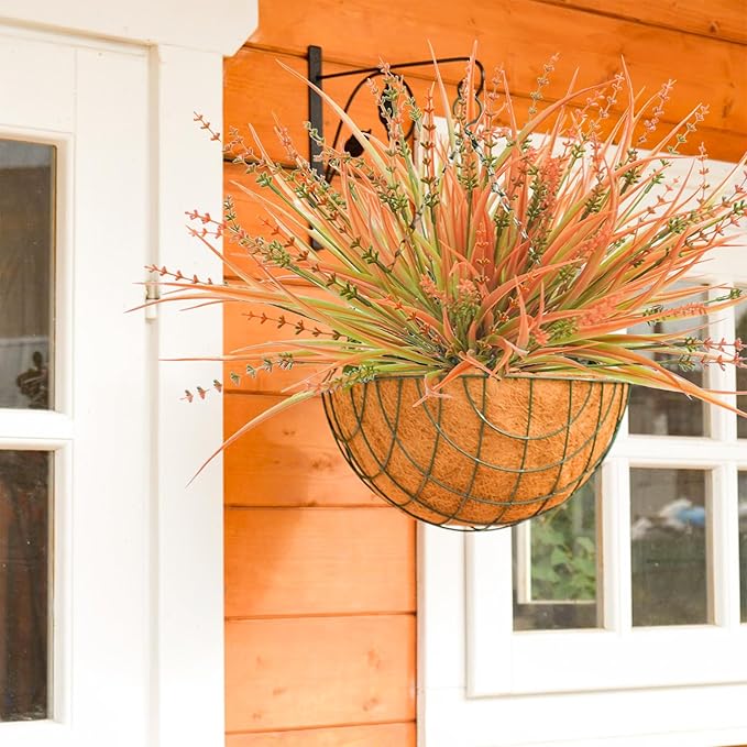 36 Pcs Fall Flowers Outdoor, UV Resistant Artificial Fall Plants Plastic Faux Fall Greenery Shrubs for Indoor Outside Planters Porch Patio Window Box Home Decor (Orange)