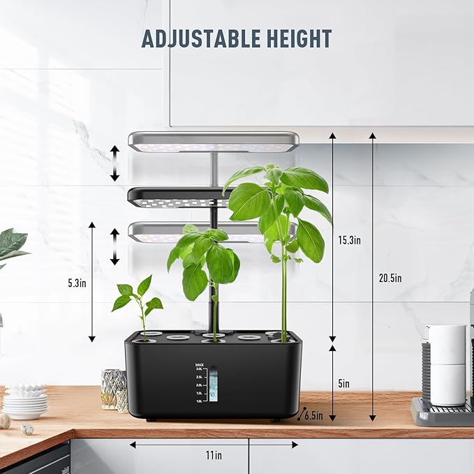 Ahopegarden Hydroponics Growing System Kit: 8 Pods Indoor Garden Plant Germination Kit Aeroponic Herb Vegetable Growth Lamp Countertop with LED Grow Light - Hydrophonic Planter Grower Harvest Lettuce