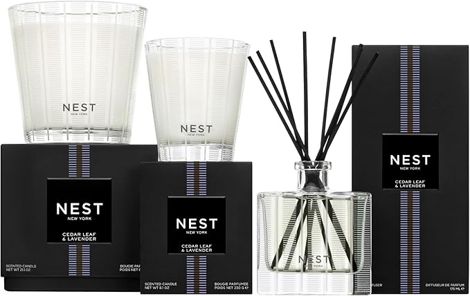 NEST New York Scented Classic Candle, Cedar Leaf & Lavender - 8.1 oz - Up to 60-Hour Burn Time - Reusable Glass Vessel